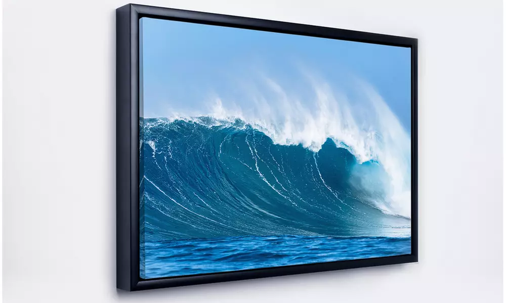 Sky Hitting Ocean Waves - Seascape Framed Canvas Art Print - Second Medium