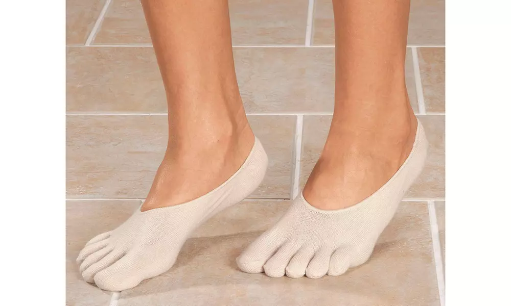 No Show Essential Oil Gel Heel Lined 5 Toe Socks 