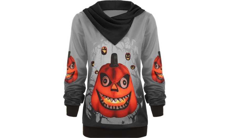 Image 2: Halloween Pumpkin Pattern Women's Plus Top Sweatshirts