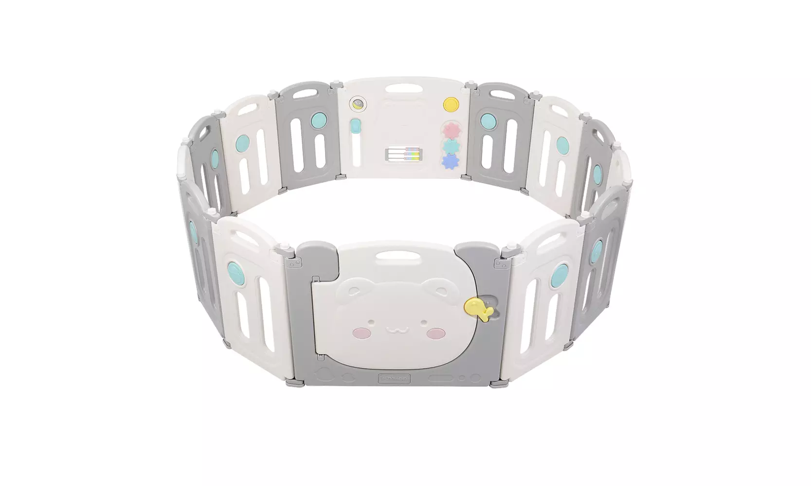 Baby Foldable Safety Fence Kids Activity Centre Grey&White - Second Medium