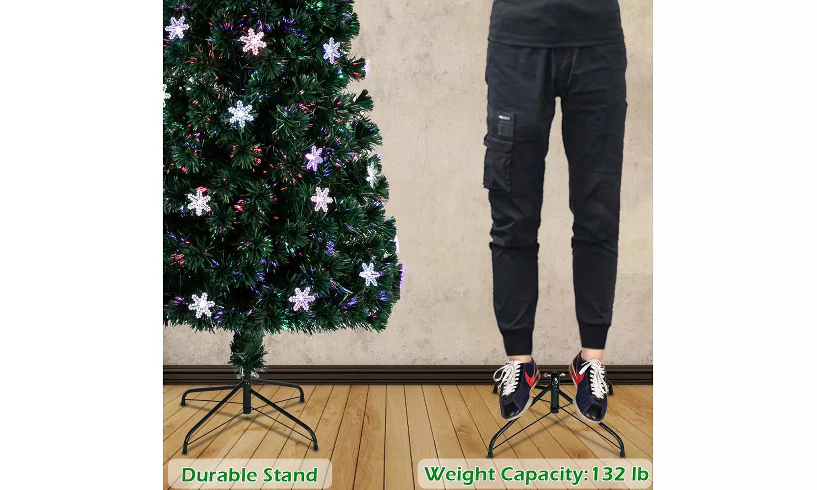 7 FT Artificial Pre-lit Fiber Christmas Tree Optic LED Lights with Iron Stand