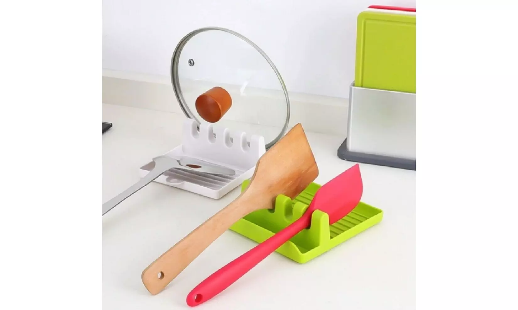 1 Pack Kitchen Heat Resistant pp Spoon Rest Cooking Utensil Spatula Holder Tool