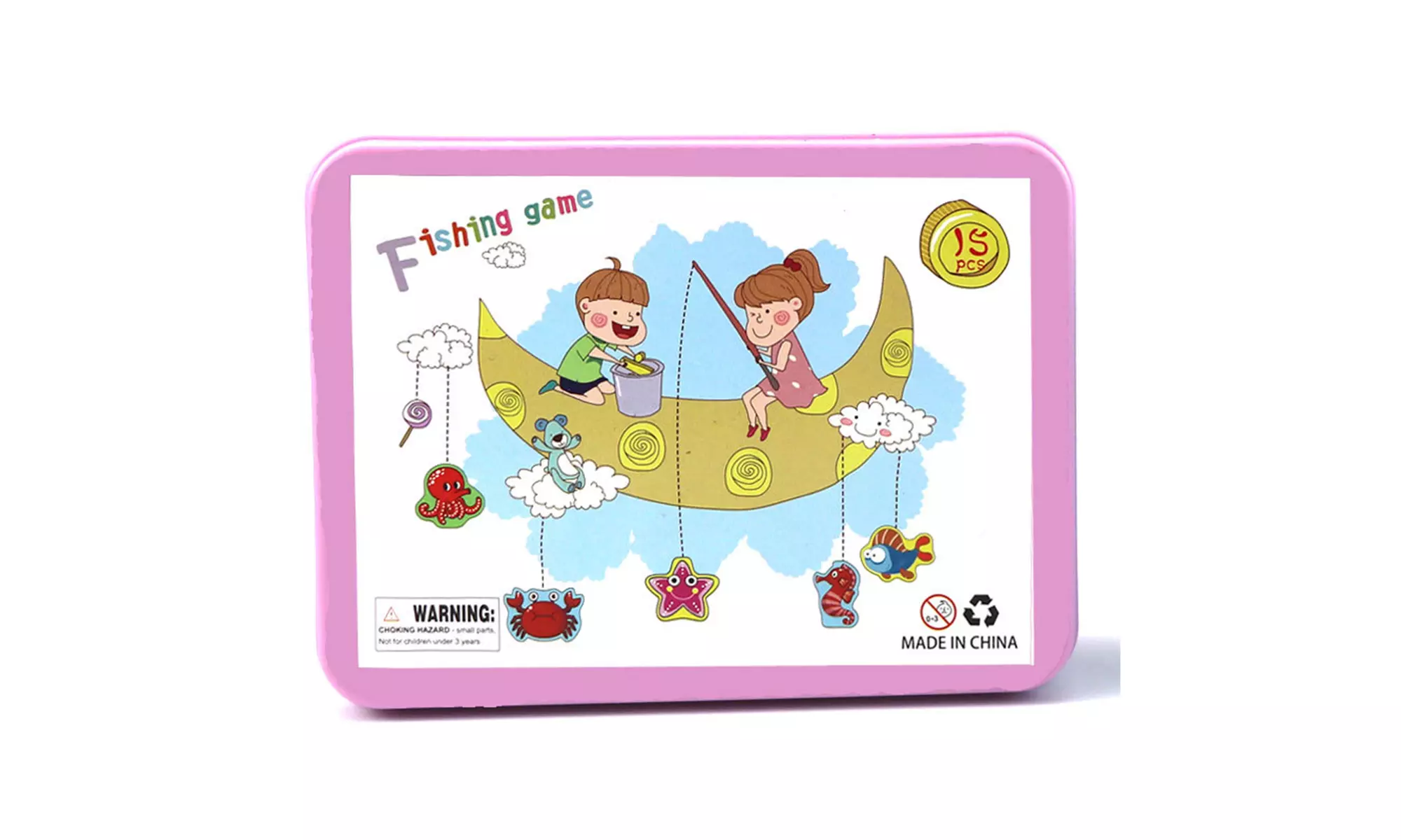 Zummy Wooden Magnetic Fishing Toys Game Set  for Small Kids Educational 15pcs