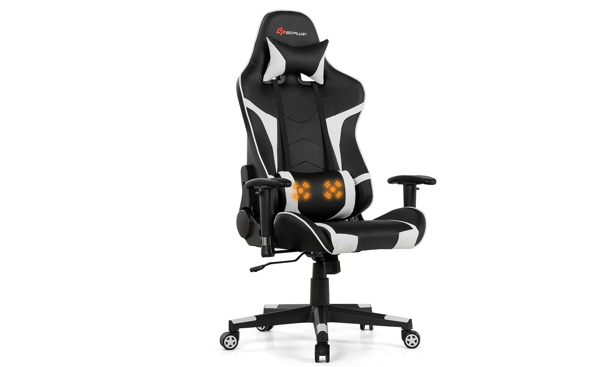 Reclining Massage Gaming Chair with Lumbar Support and Headrest