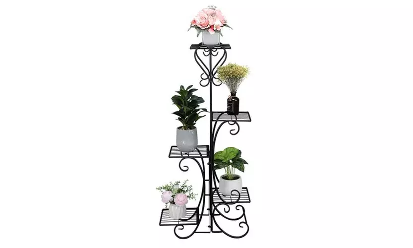 5-Tier Metal Round Pattern 42.3''H Panel Flowers Plant Stand Holder - Primary Image