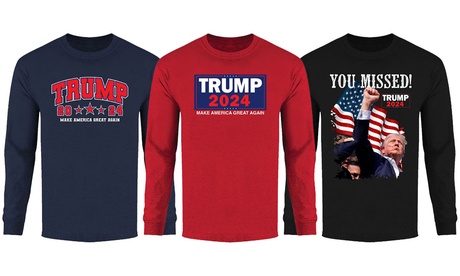 Men Trump Presidential Long Sleeve Shirt (S-2XL) XL You Missed - Black