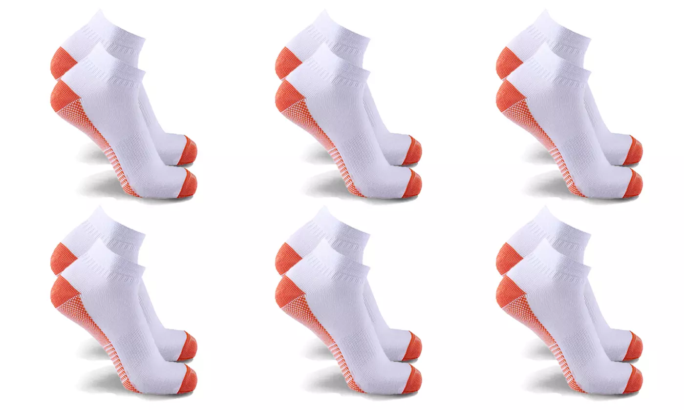 Copper-Infused Compression Ankle Length Socks (3- or 6-Pairs)