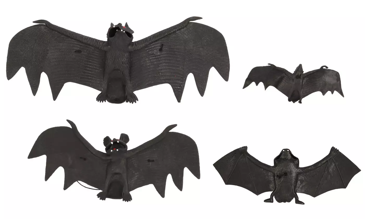 4pcs Halloween Hanging Fake Bat Decoration Props Party Decor Prank Joke