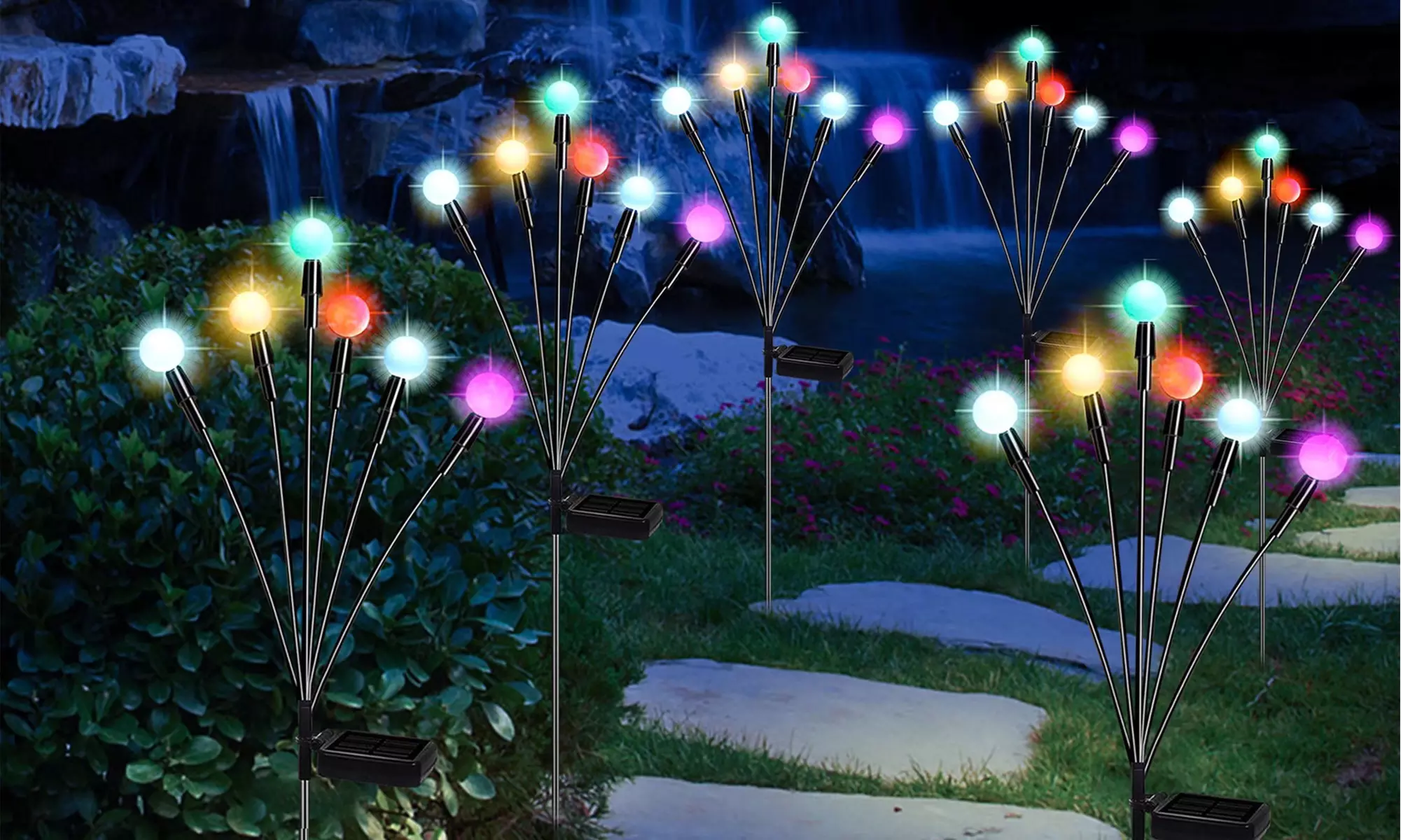 Solar Garden Lights Color Changing Solar Starburst Swaying Lights Pathway Decor - Primary Image