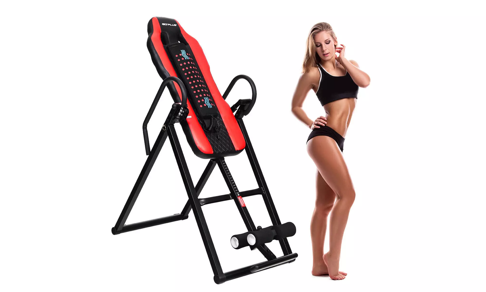 Goplus Heat & Massage Therapeutic Inversion Table Comfort FoamBackrest - Primary Image