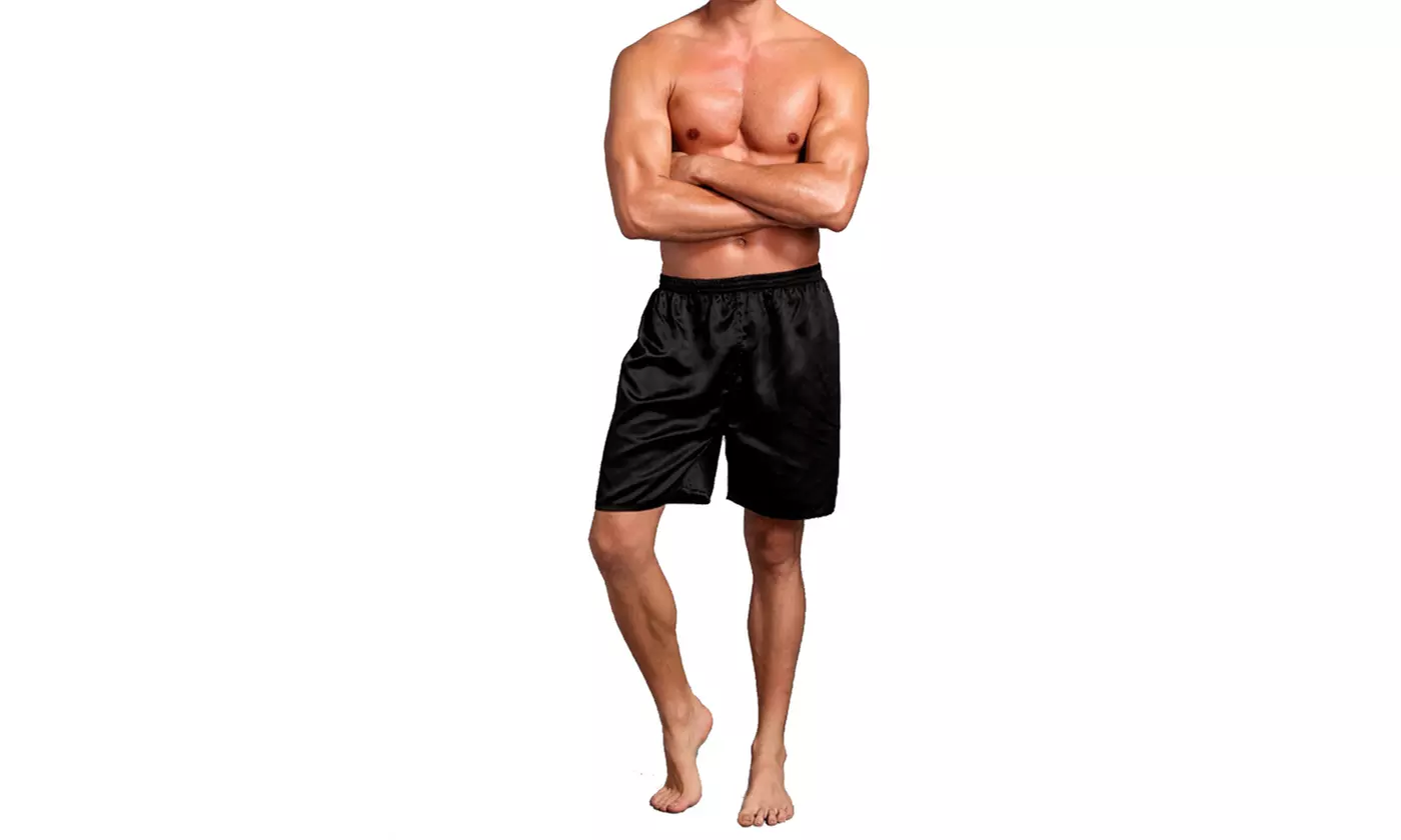 Mens Satin Boxer Shorts Silk Pajama Bottom Lounge Sleep Shorts
