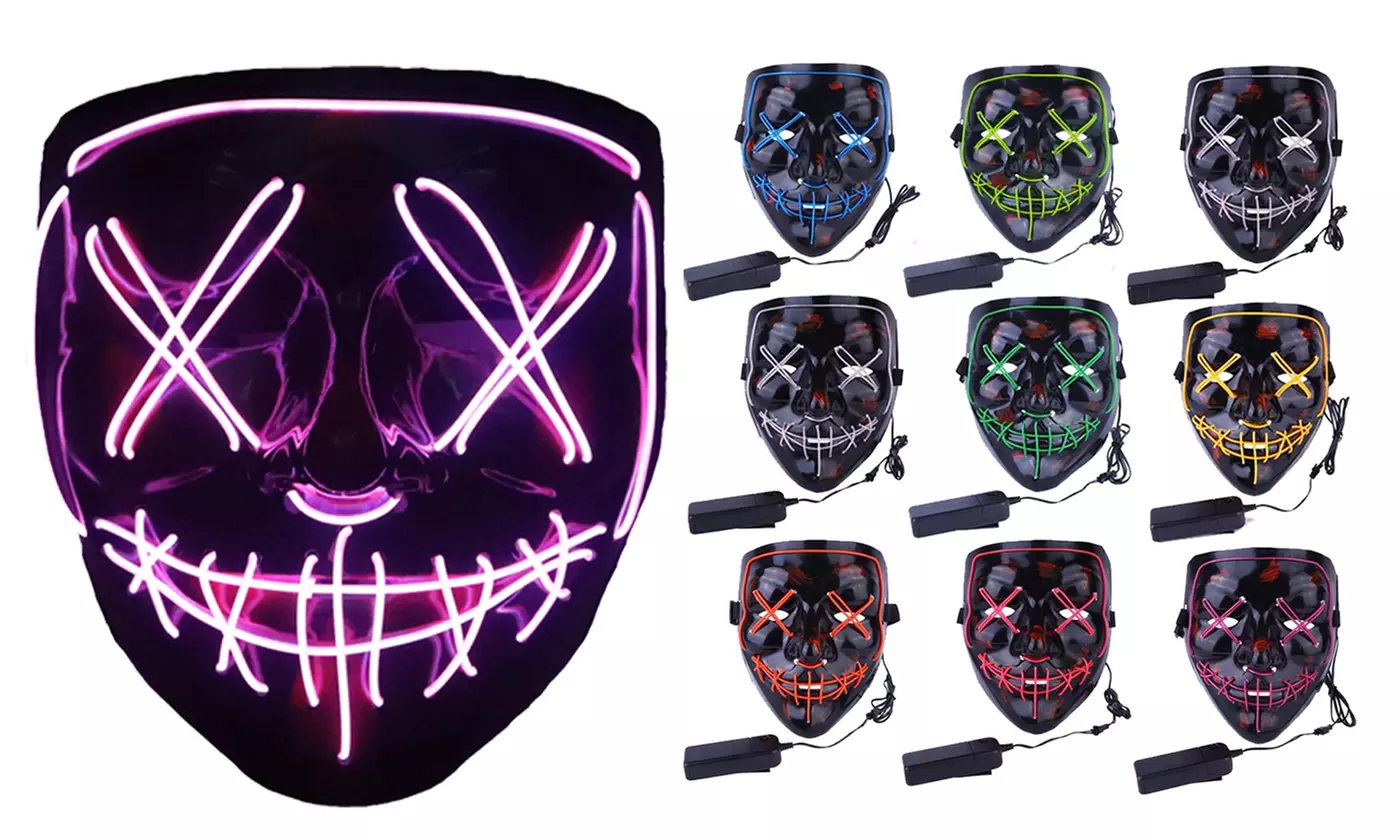 LED Light Up Scary Halloween Mask Party Purge Cosplay Glowing Costume Masks - Primary Image