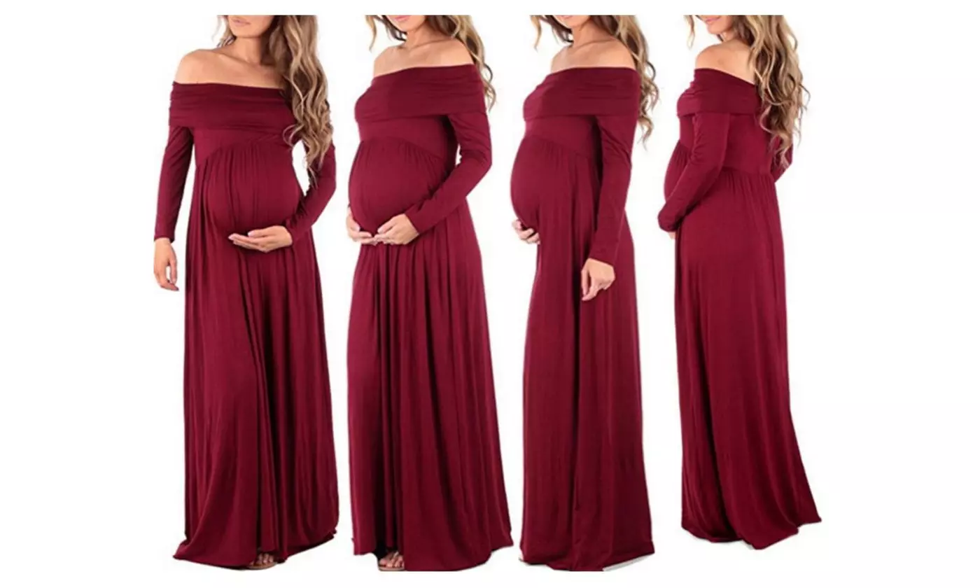 Womens Cowl Neck and Over The Shoulder Maternity Dress - Second Medium
