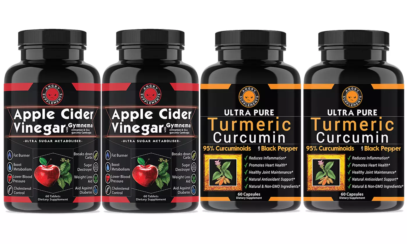 Angry Supplements Apple Cider Vinegar with Gymnema and Turmeric (4-Pack) - Primary Image