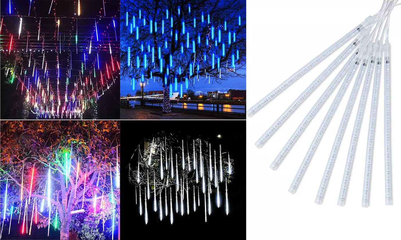 144/384 LED 8 Tube Raindrop Snow Falling Lights Cascading Lighting  Xmas Decor - Primary Image
