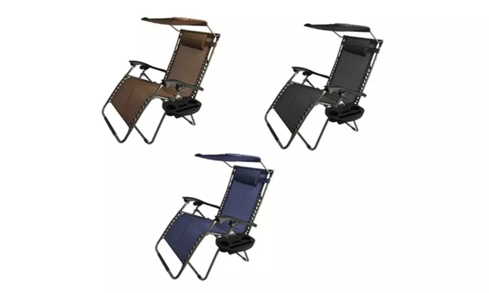 XL Oversized Zero Gravity Chair with Adjustable Sunshade & Drink Tray - Primary Image