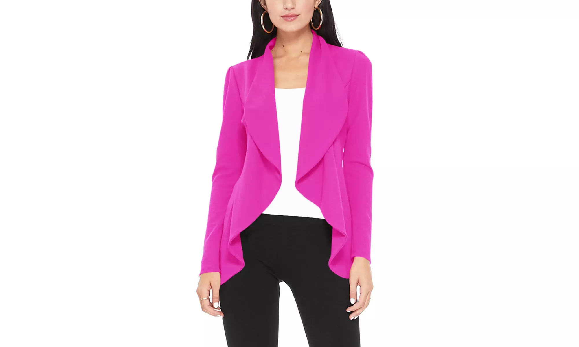 Casual Long Sleeves Open Front Office Wear Solid Blazer Jacket S-3XL