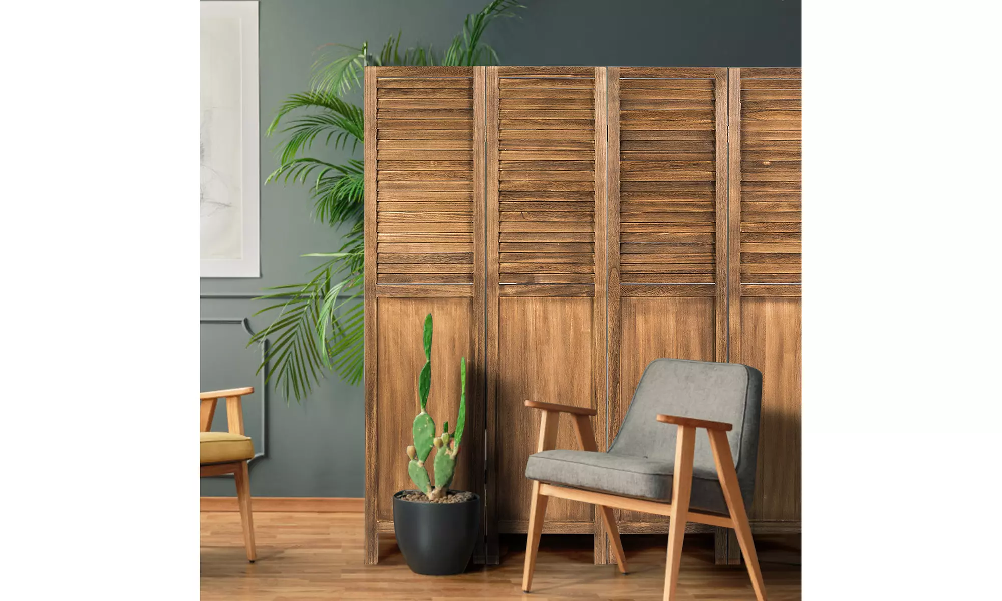 Costway 4 Panel Folding Privacy Room Divider Screen 5.6 Ft Tall Brown
