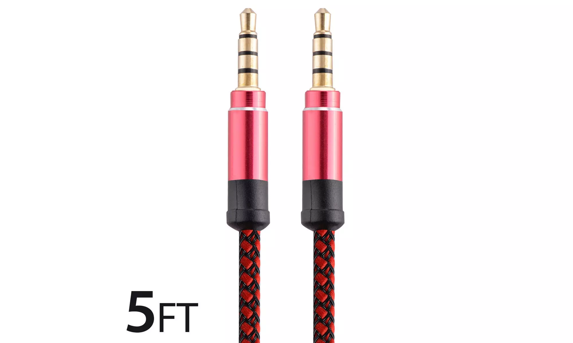 5FT 3.5mm Braided Male to Male Stereo Audio AUX Cable Cord for CAR Phone PC iPod - Primary Image