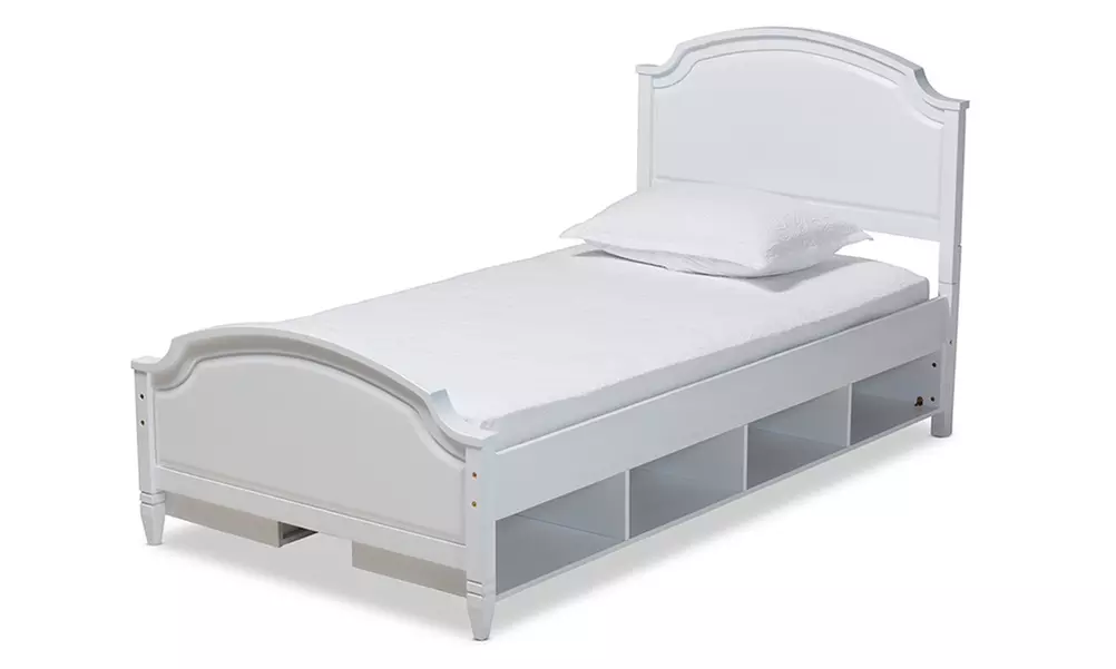 Elise White Wood Storage Bed - Primary Image