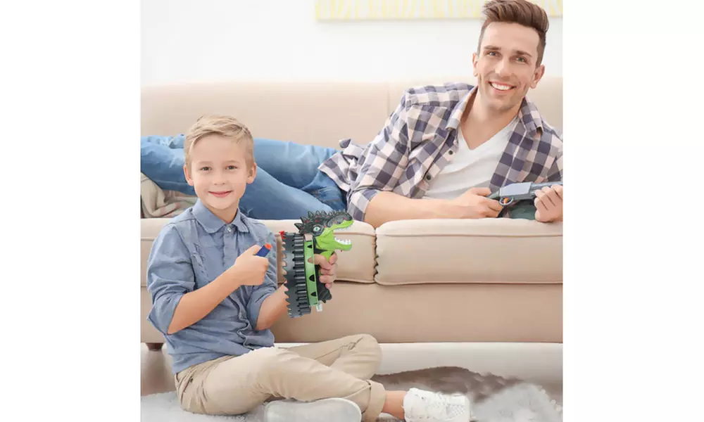 Dinosaur Toy Gun,34 Burst Automatic Soft Bullet Wrist Blasting Soft Bullet Gun - Second Medium