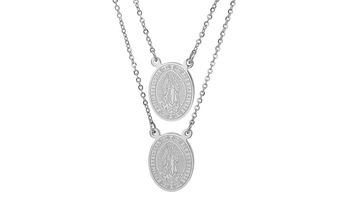 Men's Stainless Steel Reversible Scapular Necklace