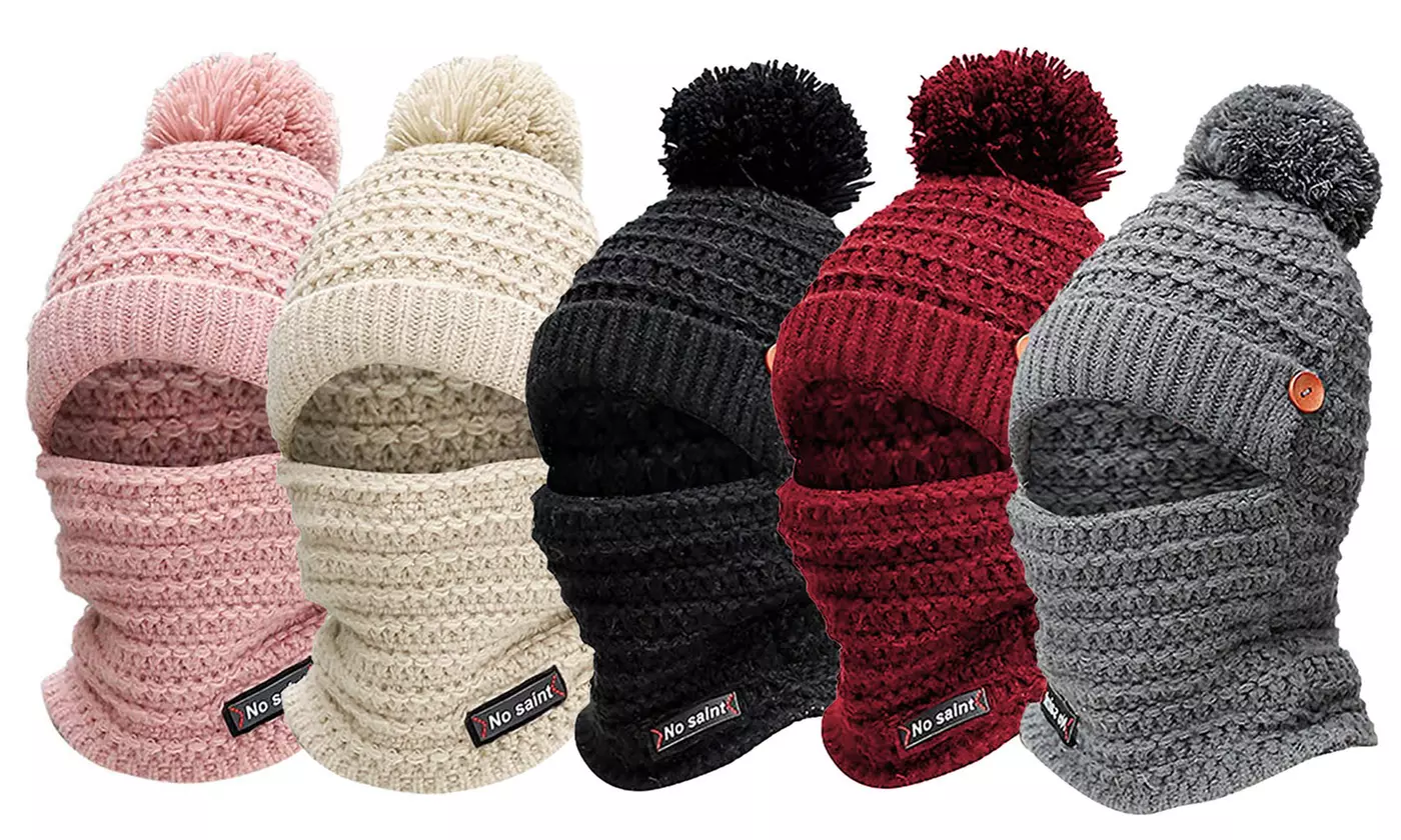 Womens Winter Hat Warm Thick Cap Scarf Knit Ski Beanies