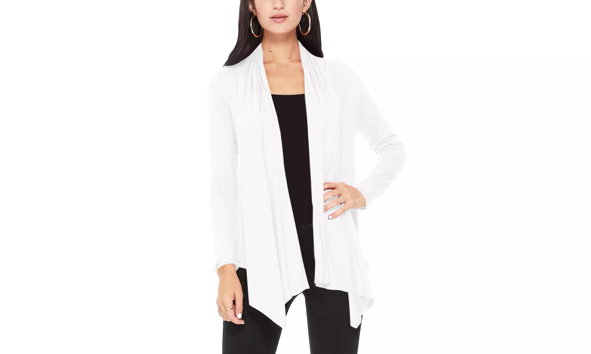 Women's Casual Long Sleeve Open Front Draped Cardigan (Pack of 2)