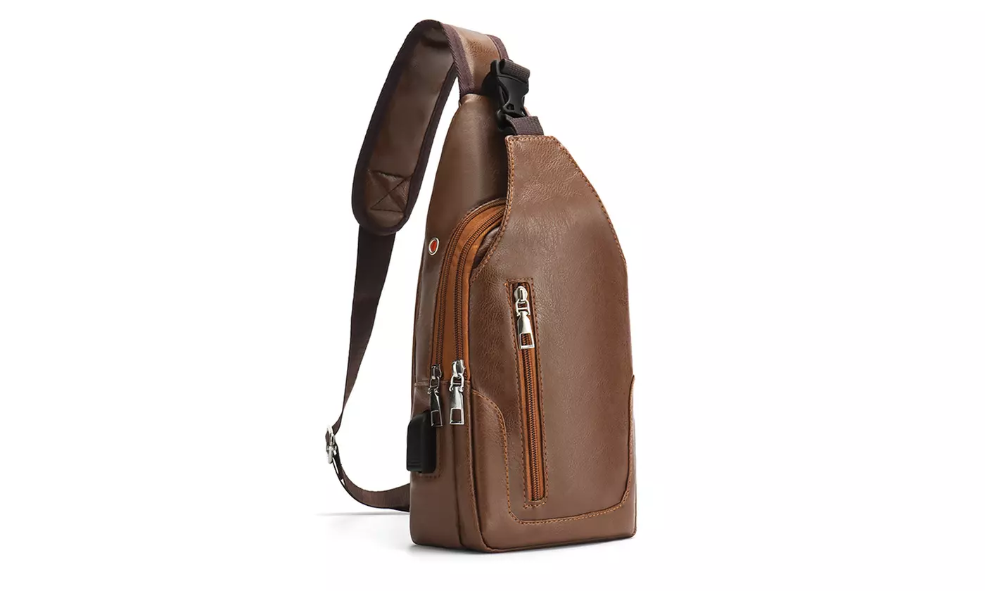 Men Sling Bag Daypacks Shoulder Crossbody Bag with USB Charge Port - Second Medium