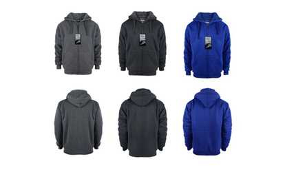 image for Boy's Long Sleeve Solid Sherpa Lined Hoodie Sweater