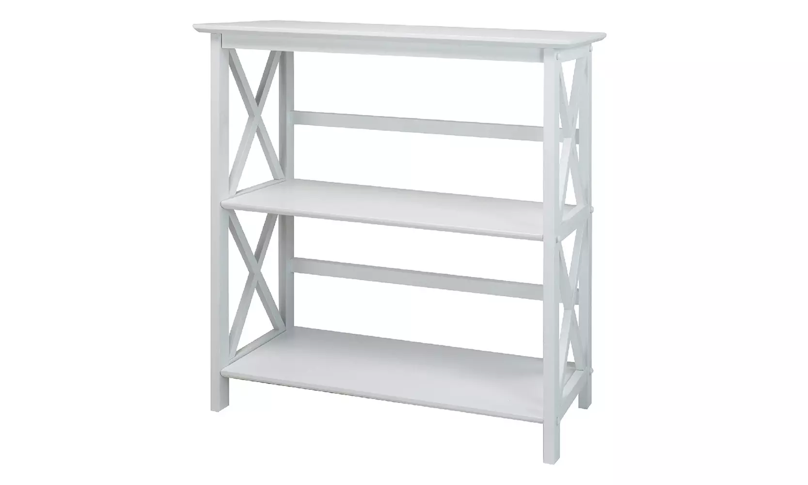 3-Tier Open Bookshelf Bookcase X-Design for Living Room, Kitchen, Office, White - Primary Image
