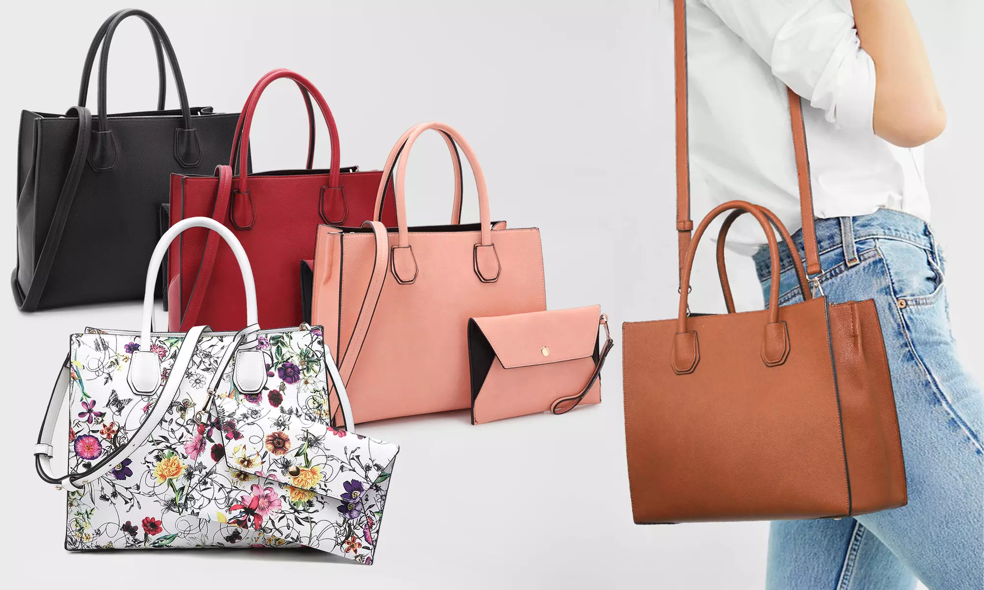 MKP Collection Vegan Leather Medium Satchel Handbag with Matching Wristlet - Primary Image