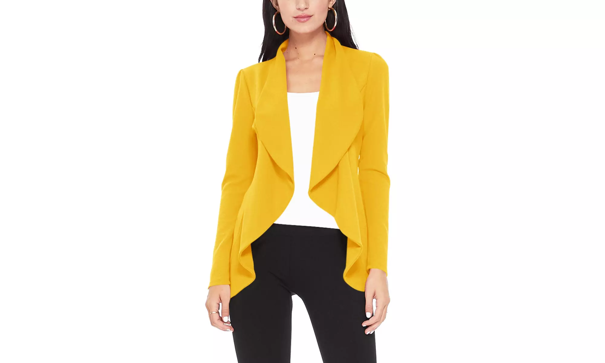 Casual Long Sleeves Open Front Office Wear Solid Blazer Jacket S-3XL