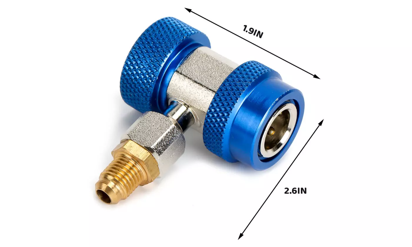 A/C R134A Quick Coupler Adapter Manifold Connector 1/4" SAE HVAC High & Low Side - Second Medium