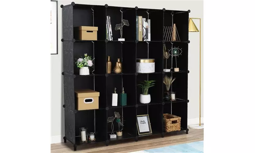 16 Cube Storage Organizer DIY Cube Closet Storage Shelves, Black - Second Medium