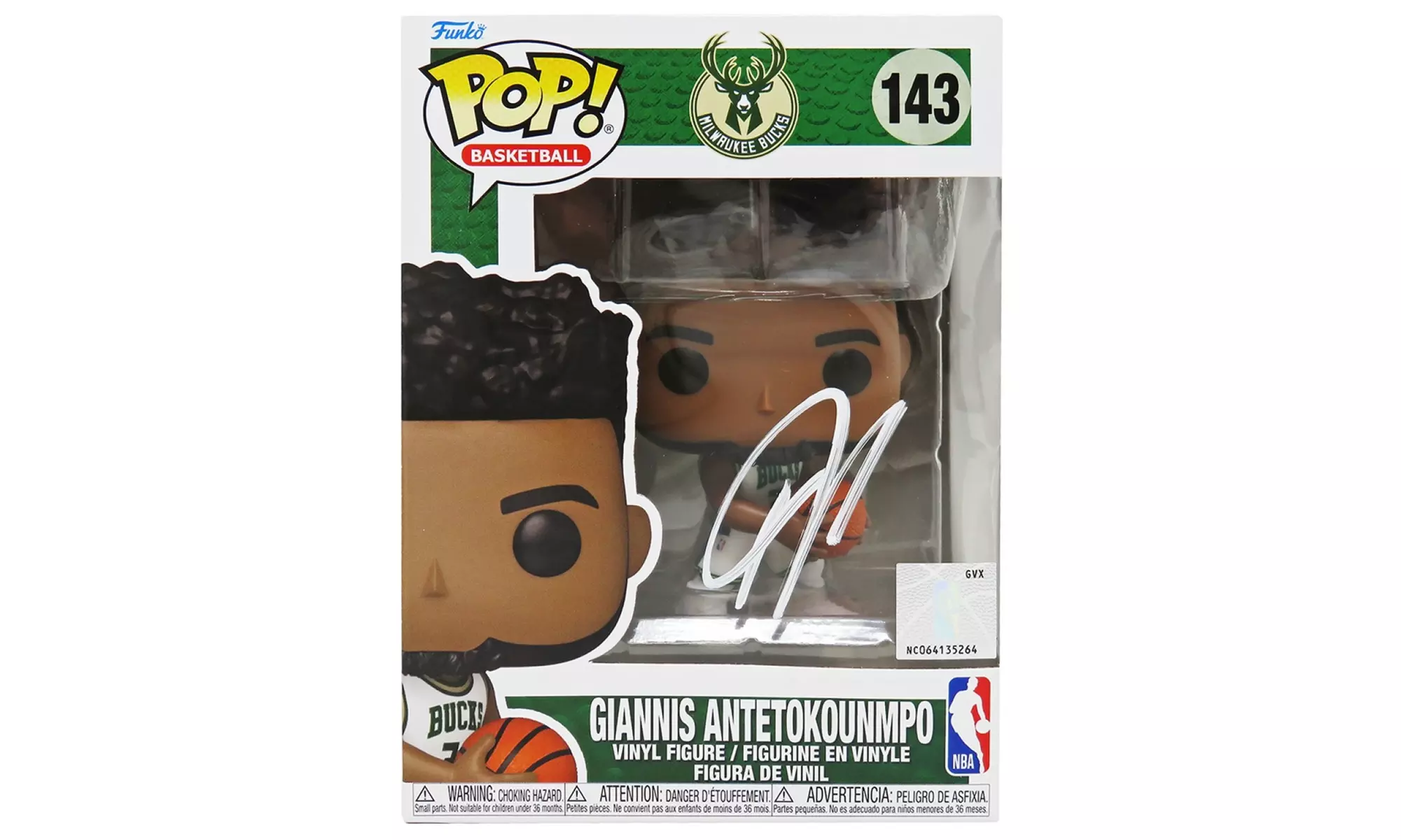 Giannis Antetokounmpo Signed Milwaukee Bucks NBA Funko Pop Doll #143 - Primary Image