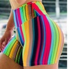 Image 2: Sport Hot Pants Training Rainbow Stripes Printed Three-Point Fitness Yoga Shorts