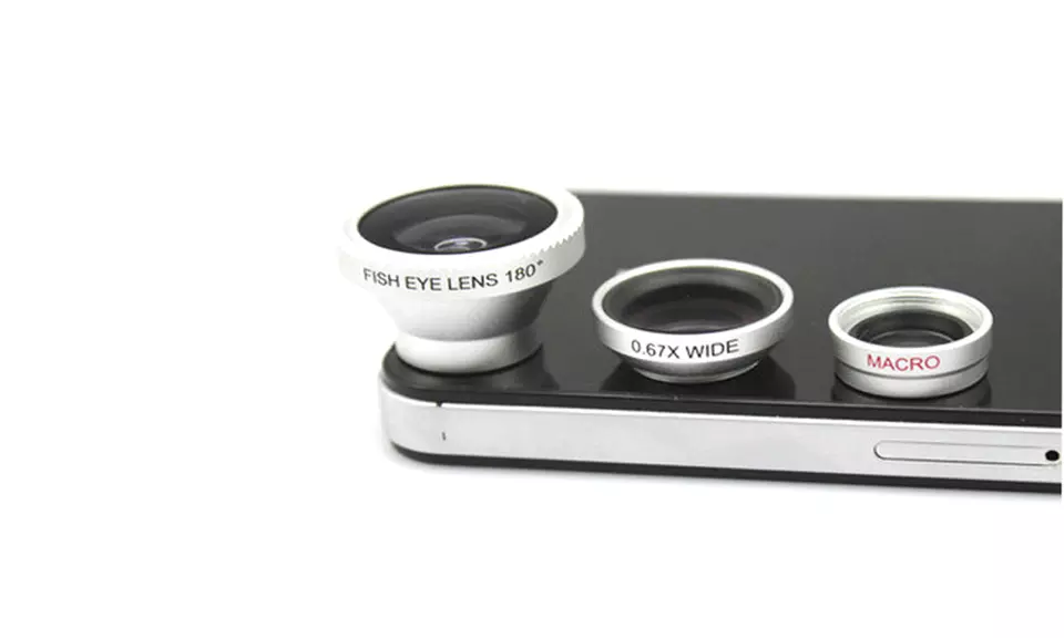 3-piece camera lens attachment set for iPhone or Android - Primary Image