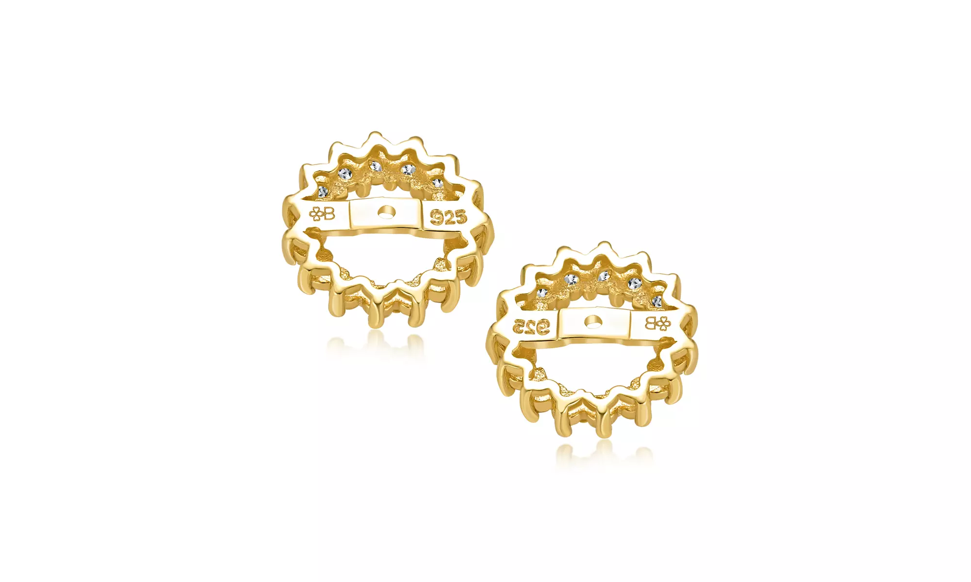 Cubic Zirconia CZ Round Halo Earrings Jackets For Studs Jacket Only - Primary Image