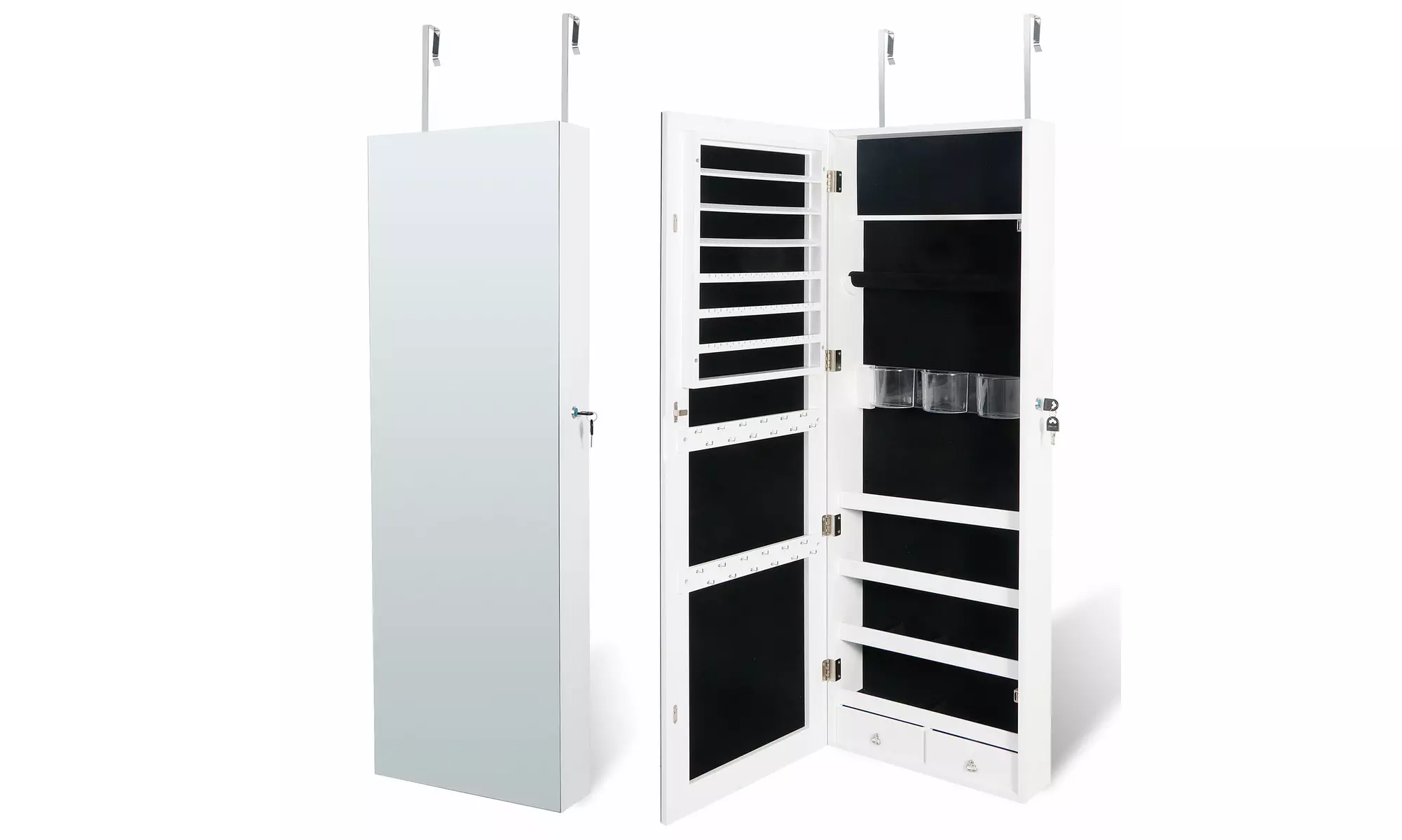 Jewelry Cabinet Jewelry Armoire Wall Door Mounted Jewelry Organizer Lockable - Primary Image