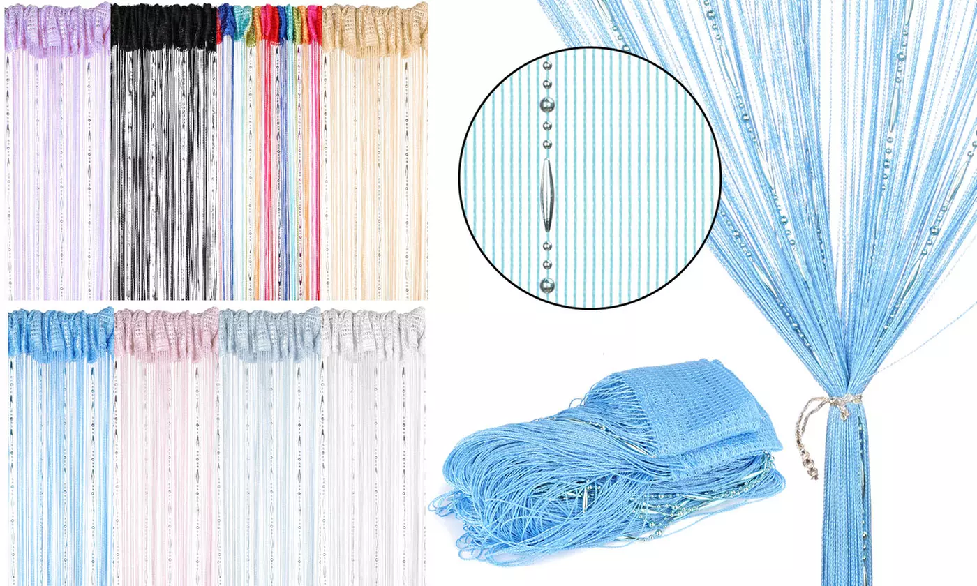 String Door Curtain Beads Room Divider Crystal Tassel Fringe Beaded Window Panel - Primary Image
