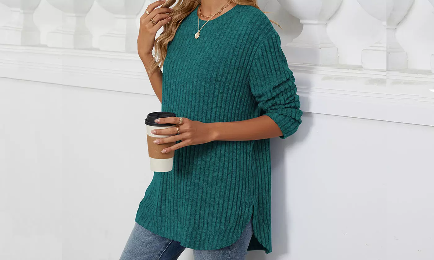 Women Fall Wintetr Casual Long Sleeve Tunic Sweaters Pullover Knit Jumper Tops