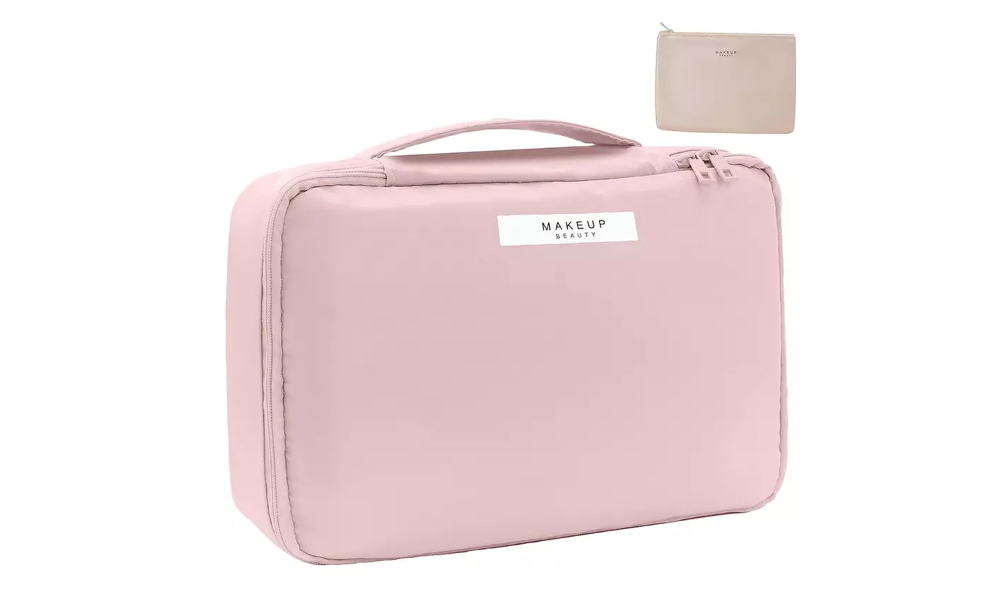 2 Pieces Travel Makeup Bag Toiletry Bag Large Cosmetic Bag with Inner Pouch