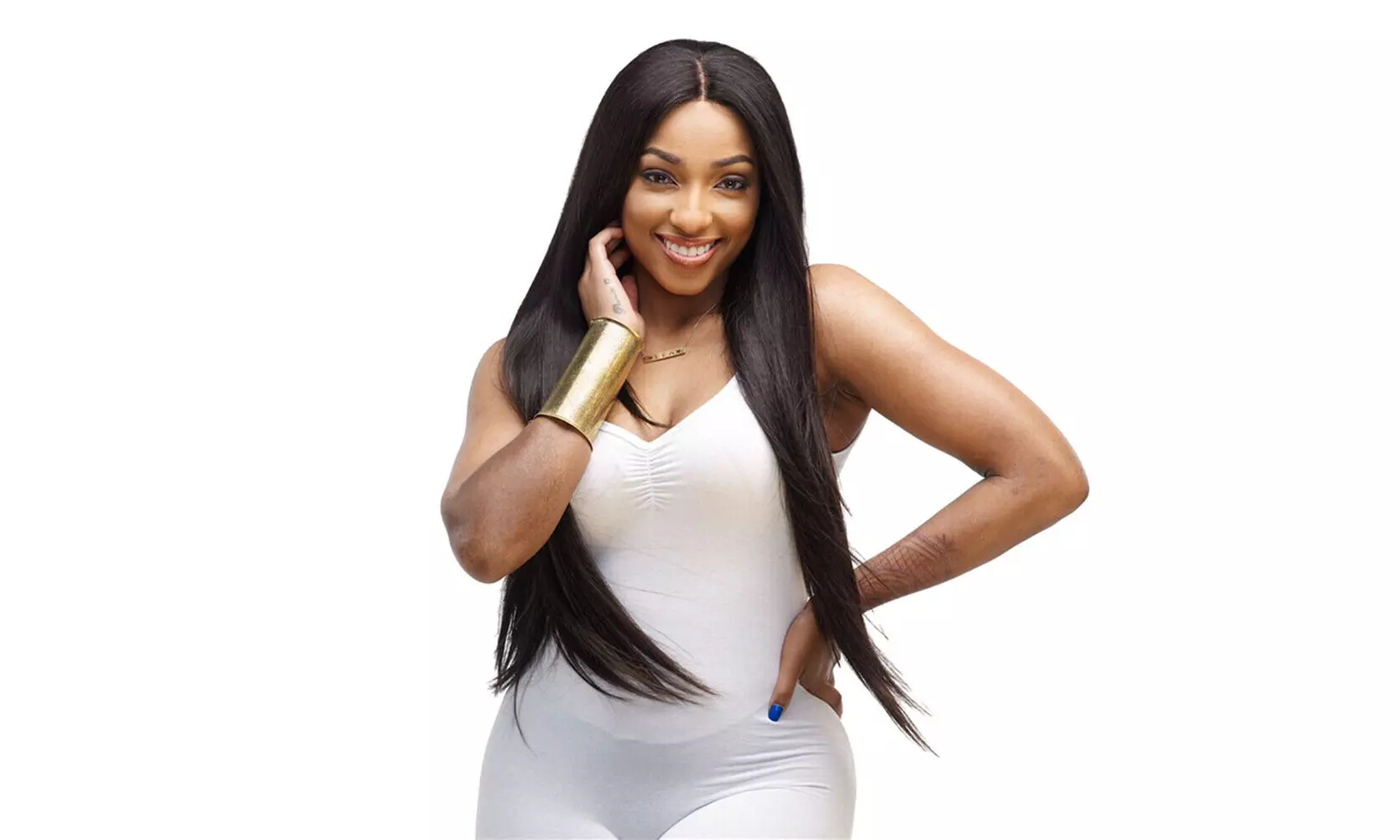 Women Black Long Straight Lace Front Rose Net Hair Wig Natural Hairpiece USA - Primary Image