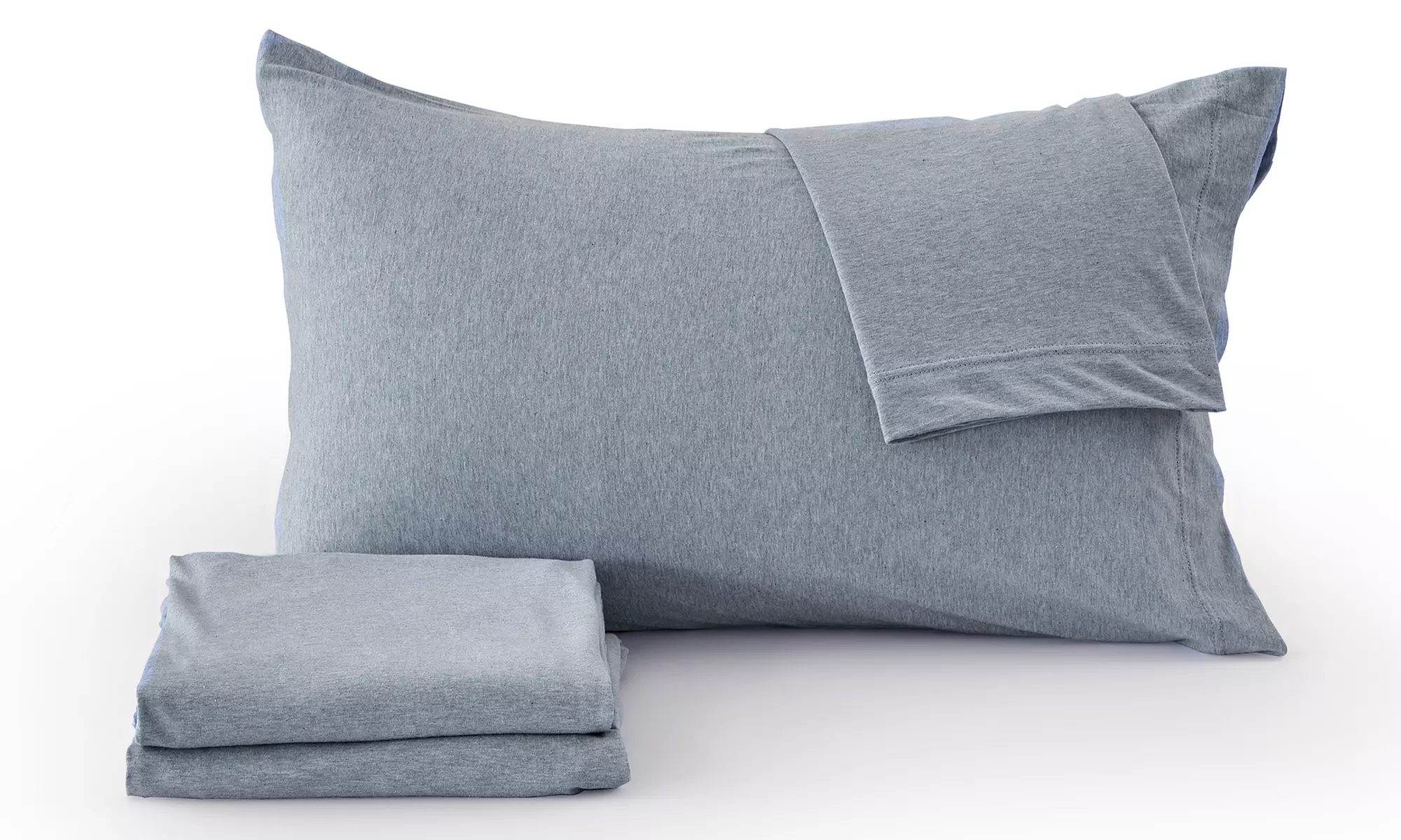 FreshFolds Ultra-Soft Cotton Heathered Melange Jersey Knit Sheet Set