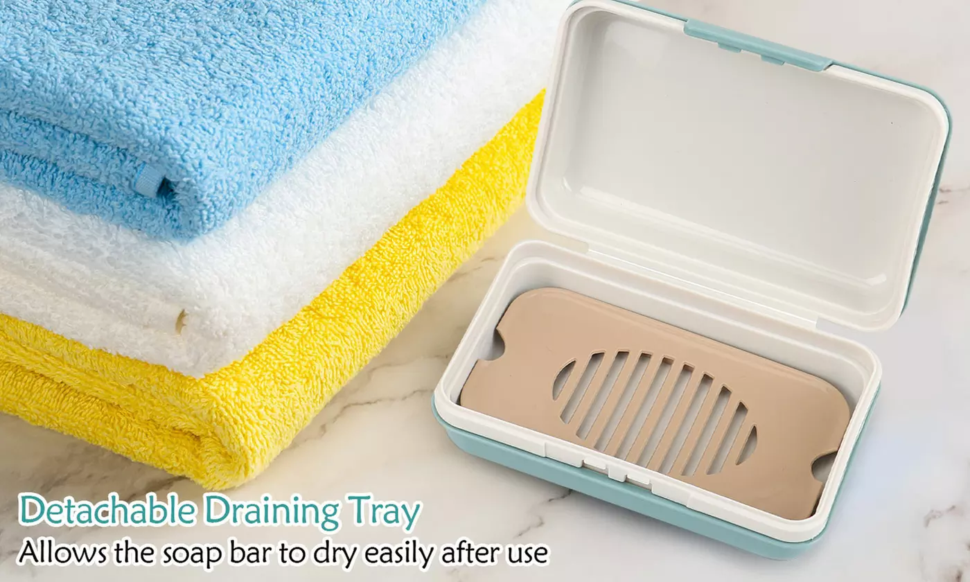 2-Pack Self Draining Bar Soap Holder Case Travel Soap Container Dishes