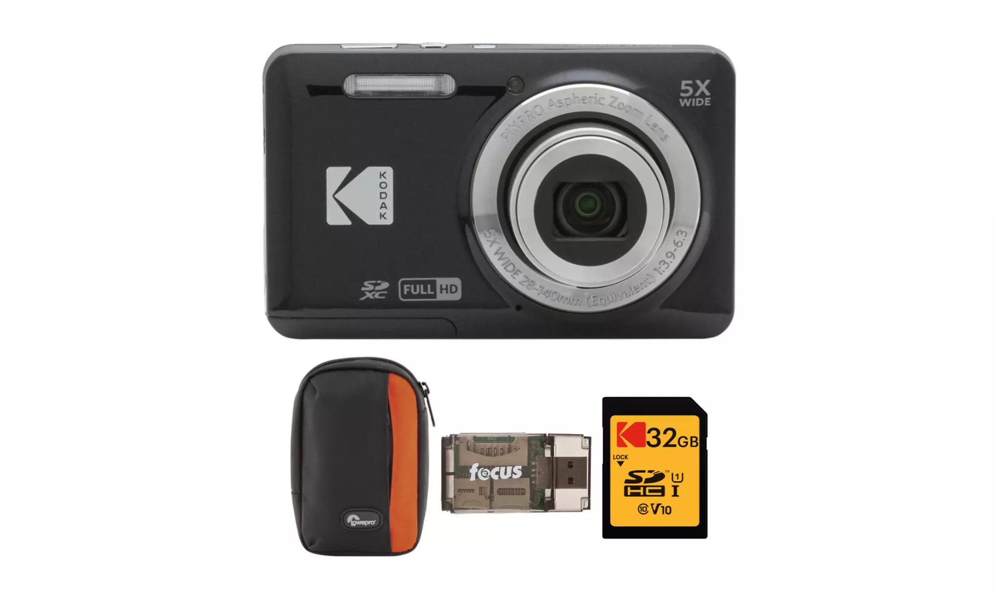 Kodak PIXPRO Friendly Zoom FZ55 Digital Camera (Black) with Camera Case Bundle - Primary Image