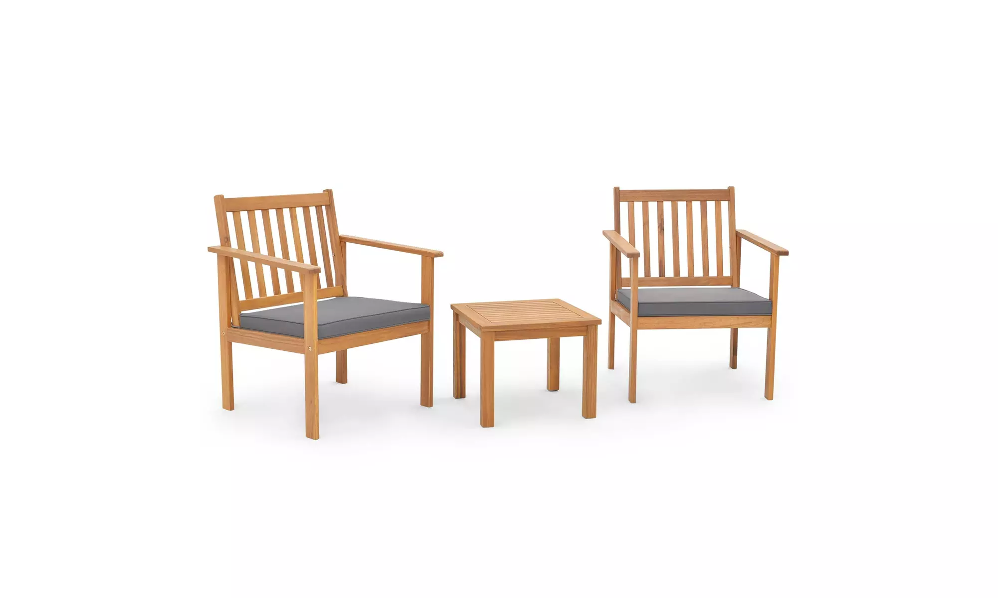Costway 3 PCS Patio Wood Furniture Set Acacia Wood Chairs & Coffee Table