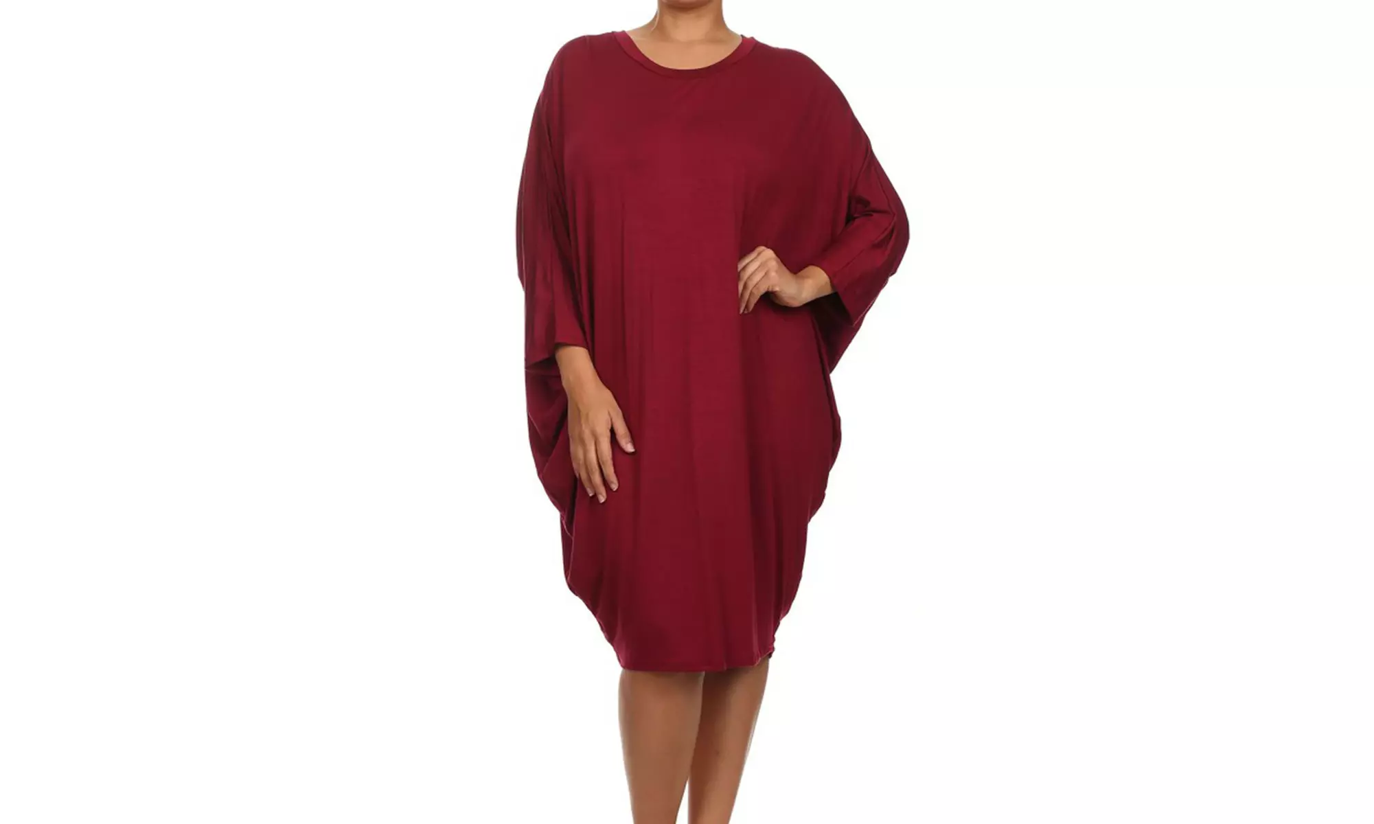 Women's Plus Size Casual Solid Loose Midi Dress Made in USA - Primary Image