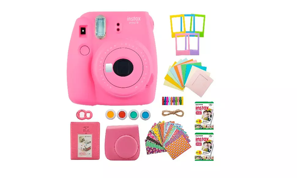 Fujifilm INSTAX Mini 9 Instant Camera (Flamingo Pink) with Film Gift Bundle - Primary Image